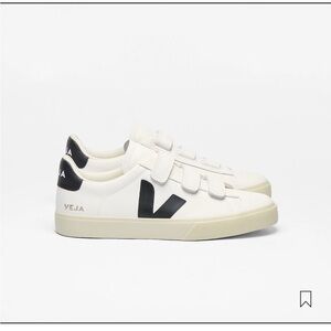 Veja Cream and Black Velcro Sneakers